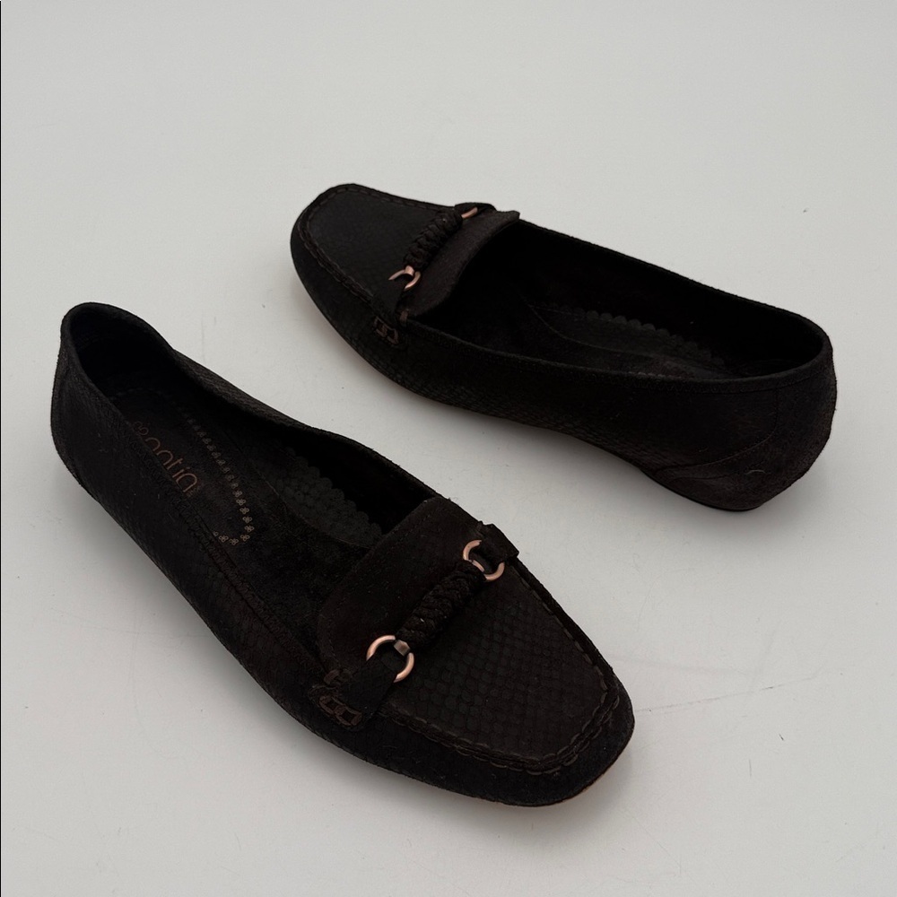 Vintage brown Loafers wedge shoe Women 8W animal print casual office retro
